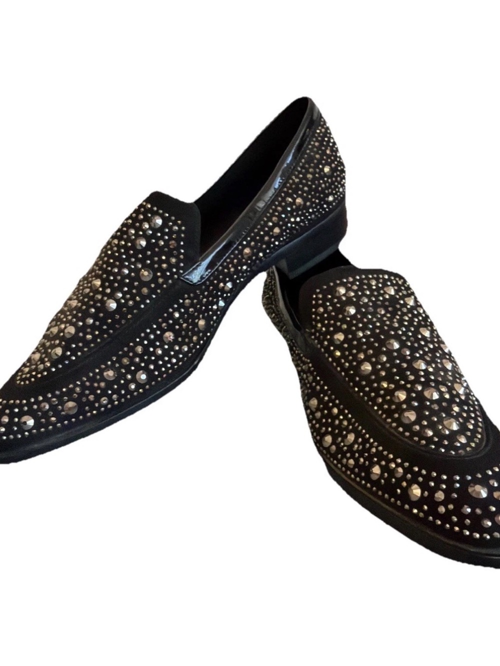 Aerosoles East End Black Rhinestone Studded Smoking Loafers Flats Sz 9